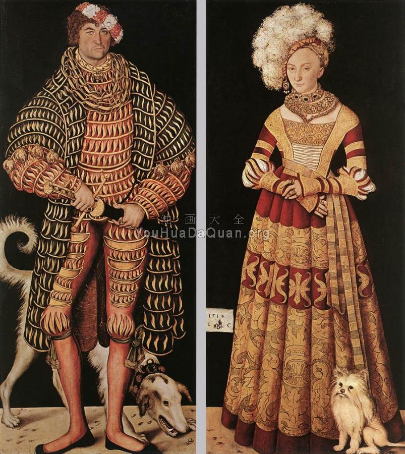 Portraits of Duke of Saxony and his wife Katharina von Meckl - 卢卡斯·伊尔·韦基奥·克拉纳赫